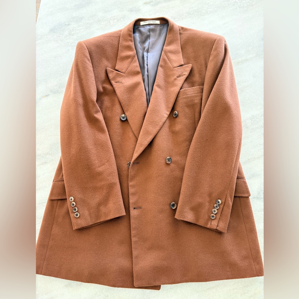 Karl Lagerfeld Couture — Cognac 100% Cashmere Double-Breasted Jacket — Size 44R